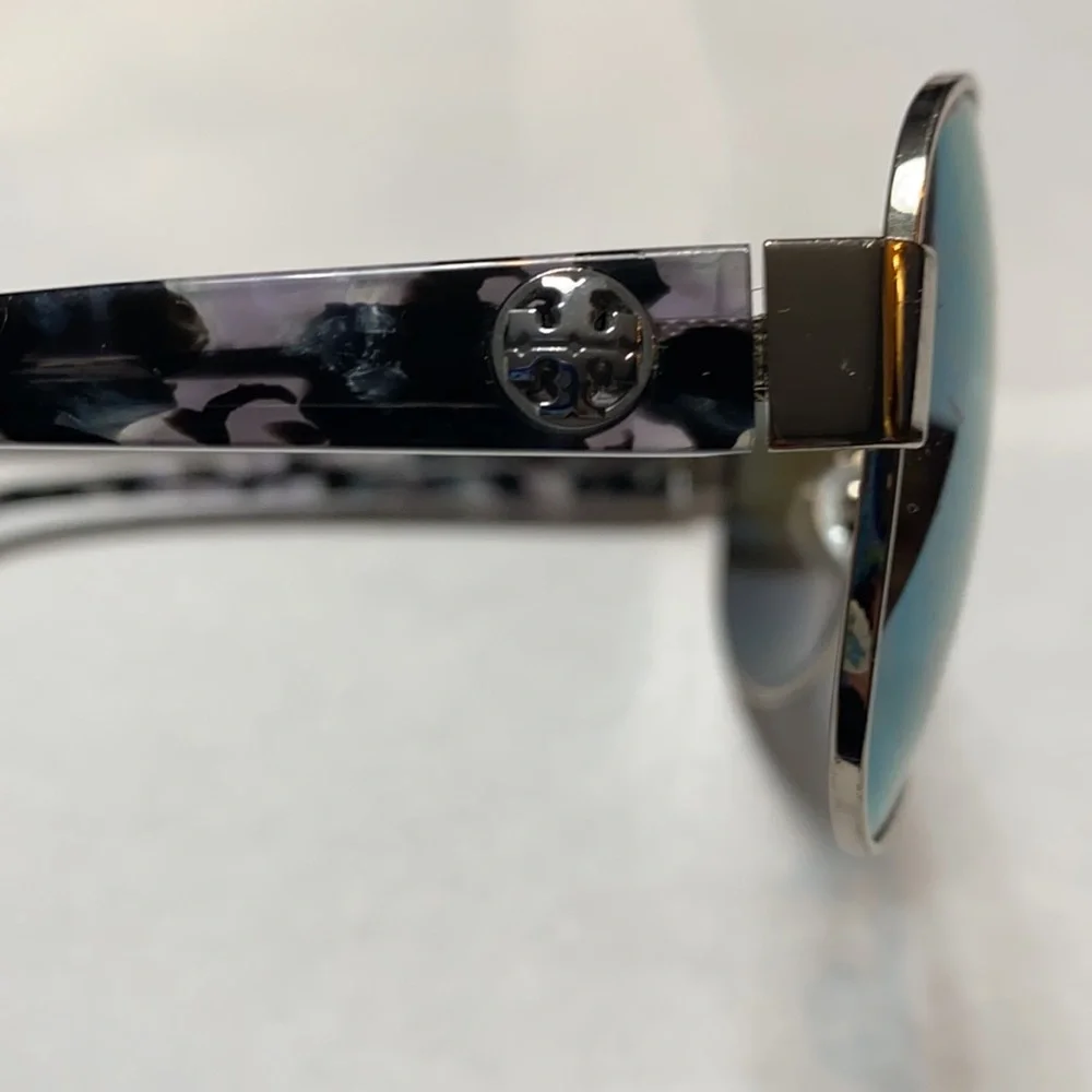 Tory Burch Blue Lens Aviator Sunglasses with Orange Case